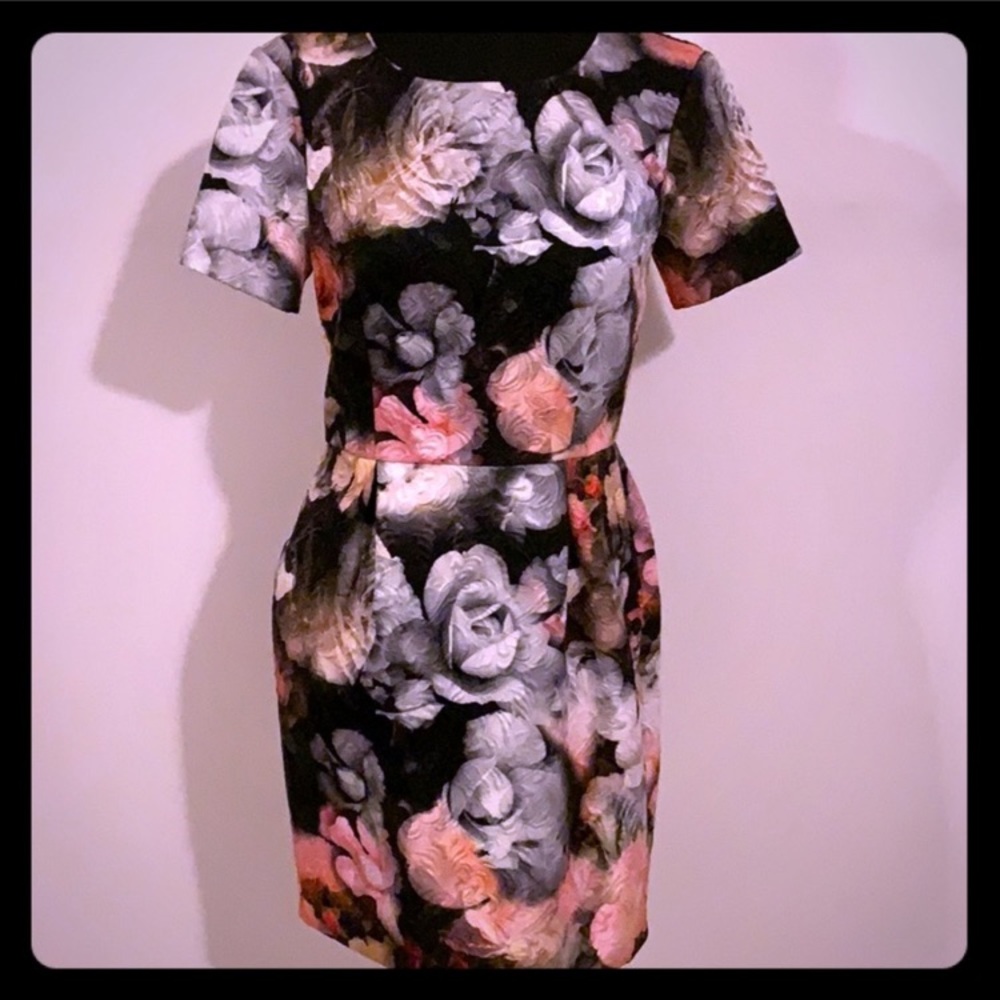Oasis Pink/Black Floral Cocktail Dress